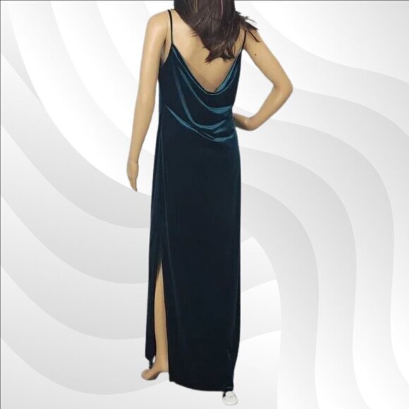 2/$50 Social Bridesmaids Lux Velvet Evergreen Slip Maxi Dress Size M | Elegant - Picture 4 of 8